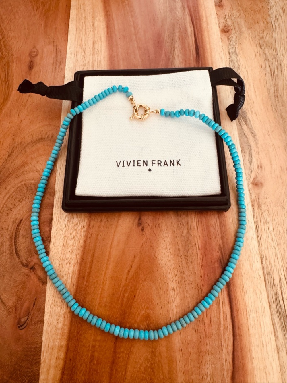 Turquoise Bead Necklace with Gold Clasp